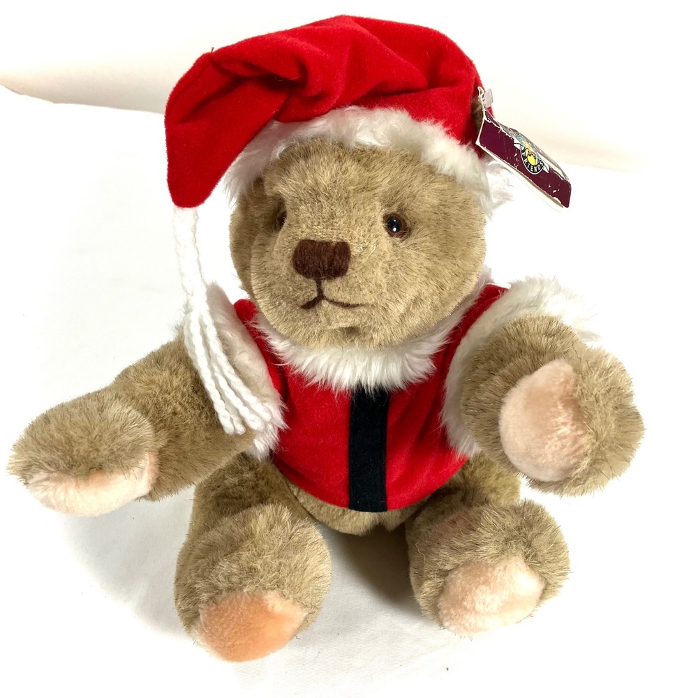 Gund Bialosky Teddy Bear Brown Vintage 1982 Christmas Santa Hat Vest Plush